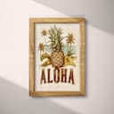 Full frame view of A vintage pastel pencil illustration, the word "ALOHA" with a pineapple