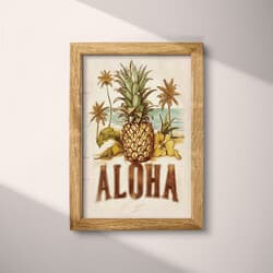 ALOHA Digital Download | Tropical Wall Decor | Coastal Decor | Gray, Red and Brown Print | Vintage Wall Art | Kitchen & Dining Art | Housewarming Digital Download | Summer Wall Decor | Pastel Pencil Illustration