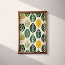 Full frame view of A wabi sabi textile print, symmetric leaves pattern
