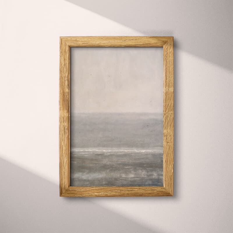 Full frame view of An abstract impressionist oil painting, sea horizon, gray sky