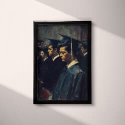 Graduation Ceremony Digital Download | Graduation Wall Decor | Portrait Decor | Black, Gray and Brown Print | Mid Century Wall Art | Office Art | Graduation Digital Download | Graduation Wall Decor | Oil Painting