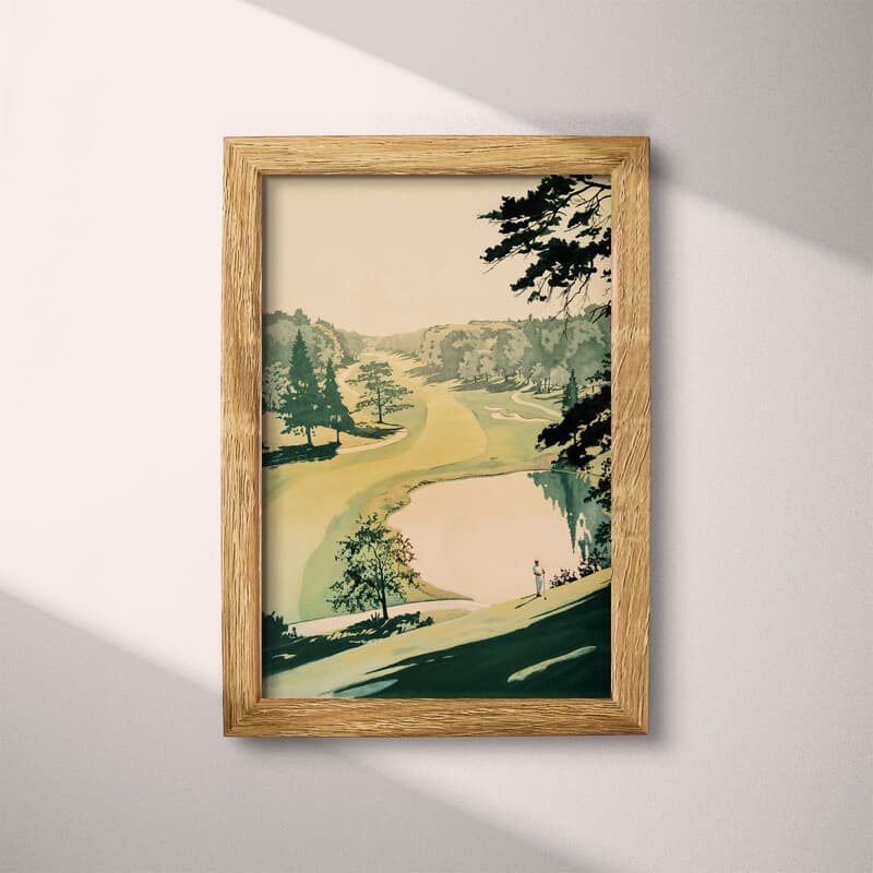 Full frame view of A vintage pastel pencil illustration, a golf course