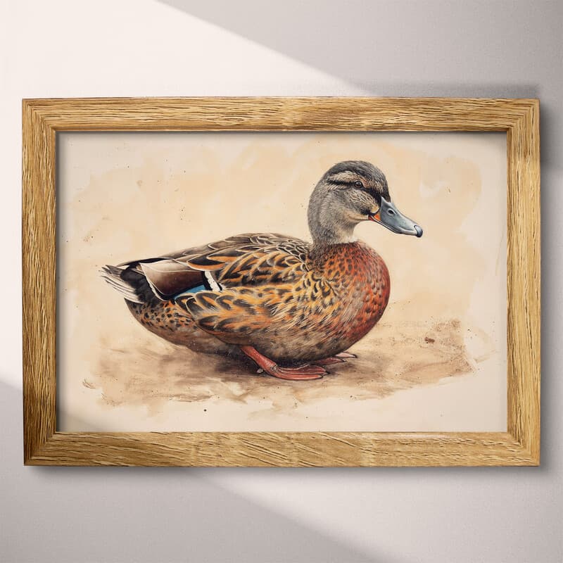 Full frame view of A vintage pastel pencil illustration, a duck