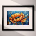 Matted frame view of An abstract impressionist oil painting, poppy field