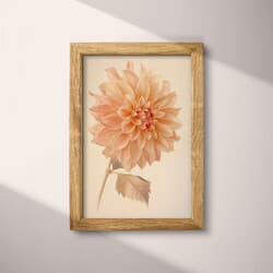 Dahlia Flower Art | Floral Wall Art | Flowers Print | Beige, Brown and Red Decor | Vintage Wall Decor | Living Room Digital Download | Housewarming Art | Mother's Day Wall Art | Autumn Print | Pastel Pencil Illustration