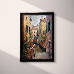 European City Art | Cityscapes Wall Art | Architecture Print | Brown, Black, Gray and Orange Decor | Impressionist Wall Decor | Living Room Digital Download | Housewarming Art | Autumn Wall Art | Oil Painting