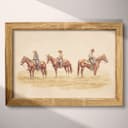 Full frame view of A vintage pastel pencil illustration, cowboys on horses