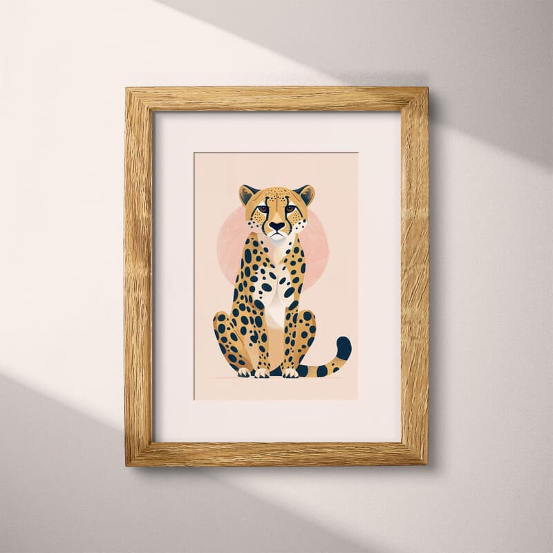 Matted frame view of A cute simple illustration with simple shapes, a cheetah