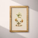 Full frame view of A cute chibi anime pastel pencil illustration, a bird on top of a dog