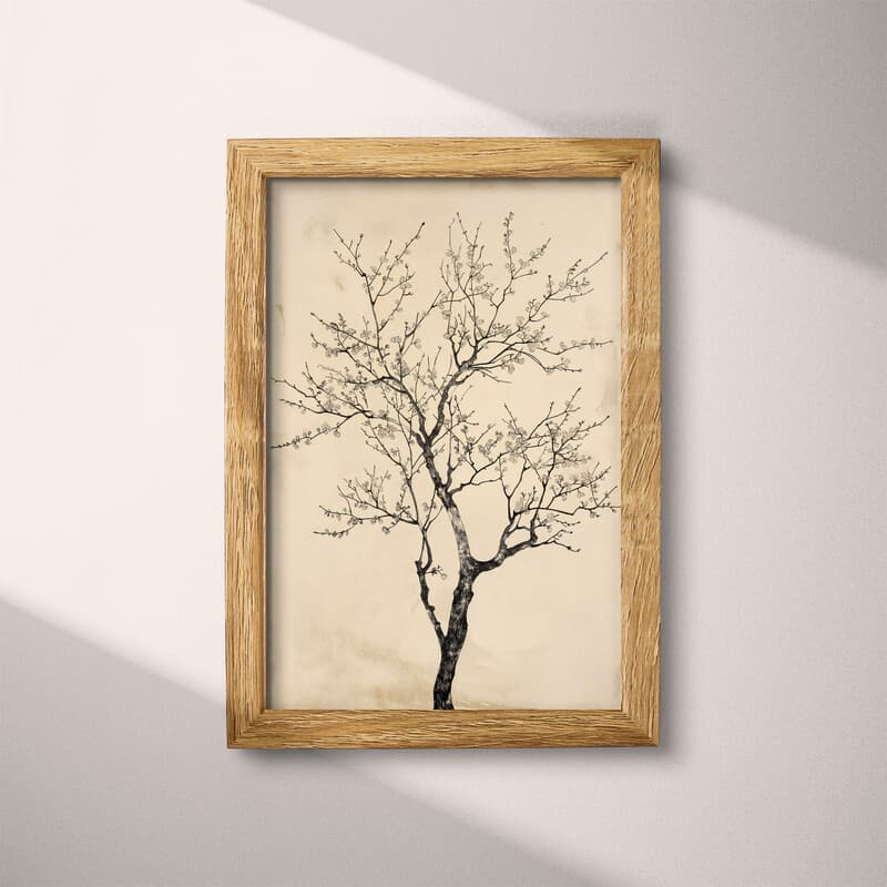 Full frame view of A vintage graphite sketch, a fruit tree