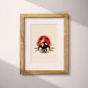 Matted frame view of A cute chibi anime pastel pencil illustration, a ladybug