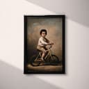 Full frame view of A vintage oil painting, a boy on a bicycle