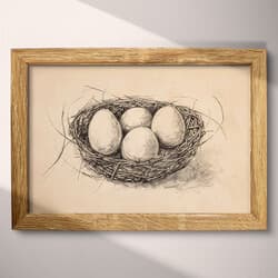 Eggs Digital Download | Still Life Wall Decor | Food & Drink Decor | Beige, Black and Brown Print | Farmhouse Wall Art | Kitchen & Dining Art | Housewarming Digital Download | Easter Wall Decor | Autumn Decor | Graphite Sketch