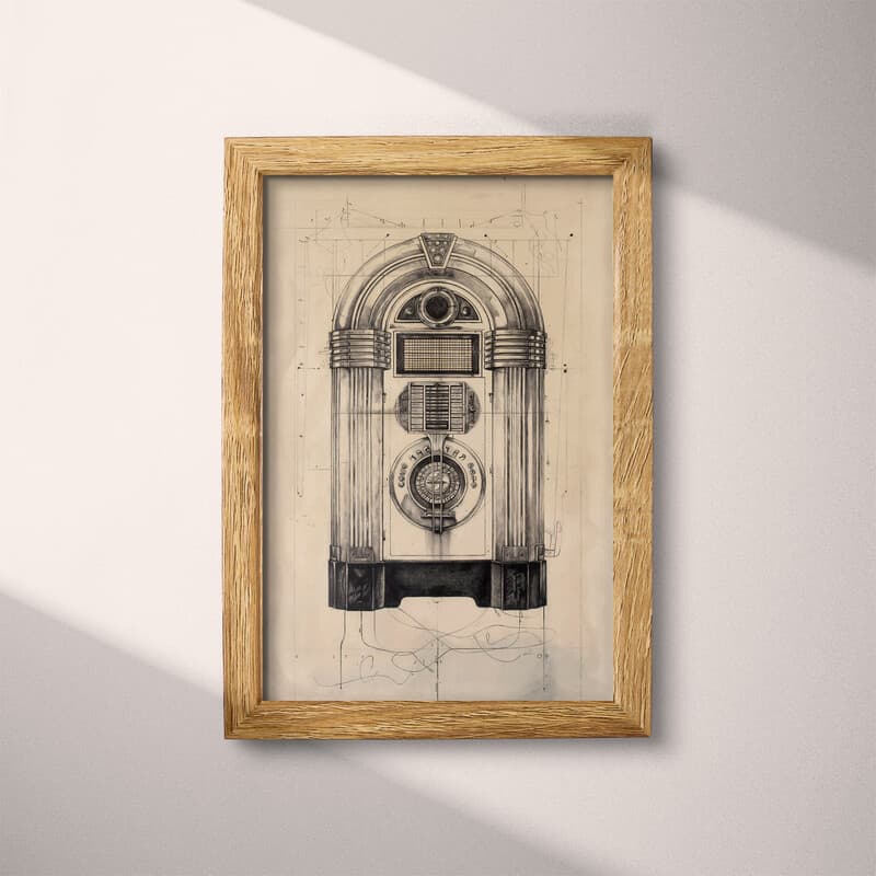 Full frame view of A vintage graphite sketch, a jukebox