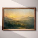 Full frame view of An impressionist oil painting, sunrise over mountains