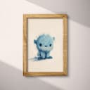 Full frame view of A cute chibi anime pastel pencil illustration, a blue monster