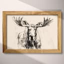 Full frame view of A vintage graphite sketch, a moose, front view