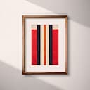 Matted frame view of A contemporary textile print, symmetric stripe pattern