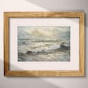 Matted frame view of An impressionist oil painting, ocean waves