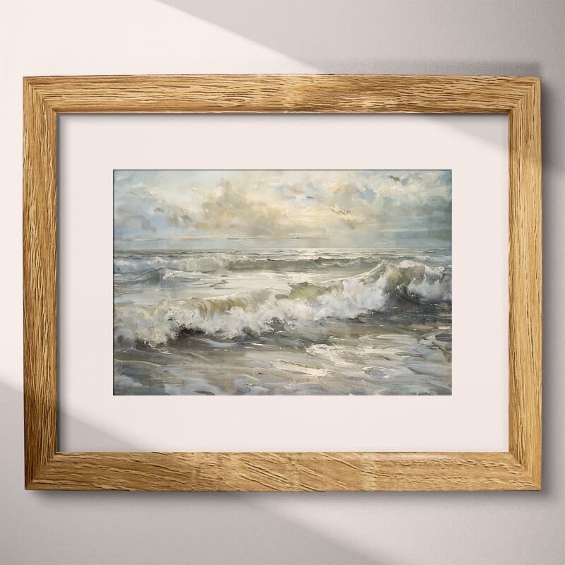 Matted frame view of An impressionist oil painting, ocean waves