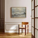 Room view with a full frame of An impressionist oil painting, ocean waves