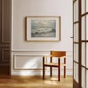 Room view with a matted frame of An impressionist oil painting, ocean waves