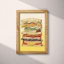 Full frame view of A vintage colored pencil illustration, a sandwich stacked high