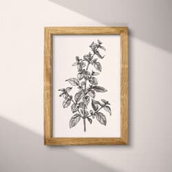 Mint Sprigs Digital Download | Botanical Wall Decor | Botanical Decor | White, Black and Gray Print | Vintage Wall Art | Kitchen & Dining Art | Housewarming Digital Download | Spring Wall Decor | Graphite Sketch