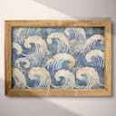 Full frame view of A japandi textile print, waves pattern