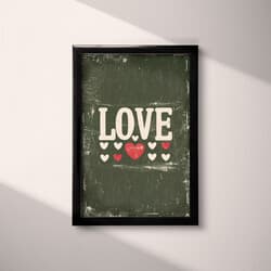 Love Digital Download | Romantic Wall Decor | Green, Beige, Gray and Red Decor | Vintage Print | Bedroom Wall Art | Anniversary Art | Valentine's Day Digital Download | Letterpress Print