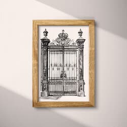 Gate Digital Download | Architecture Wall Decor | Architecture Decor | White, Black and Gray Print | Vintage Wall Art | Entryway Art | Housewarming Digital Download | Autumn Wall Decor | Graphite Sketch