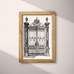 Gate Digital Download | Architecture Wall Decor | Architecture Decor | White, Black and Gray Print | Vintage Wall Art | Entryway Art | Housewarming Digital Download | Autumn Wall Decor | Graphite Sketch