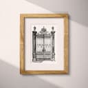 Matted frame view of A vintage graphite sketch, front view of a gate