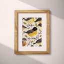 Matted frame view of A farmhouse textile print, pattern of birds