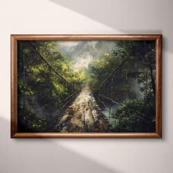 Jungle Bridge Digital Download | Nature Wall Decor | Landscapes Decor | Black, Gray, Beige and Green Print | Impressionist Wall Art | Living Room Art | Housewarming Digital Download | Autumn Wall Decor | Oil Painting