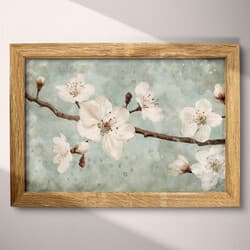Almond Blossoms Art | Botanical Wall Art | Flowers Print | Gray, Black, White and Brown Decor | Rustic Wall Decor | Living Room Digital Download | Housewarming Art | Spring Wall Art | Pastel Pencil Illustration