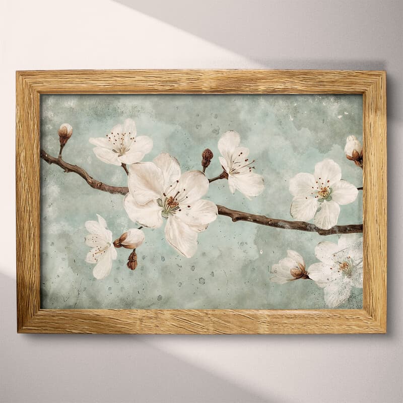 Full frame view of A rustic pastel pencil illustration, almond blossoms