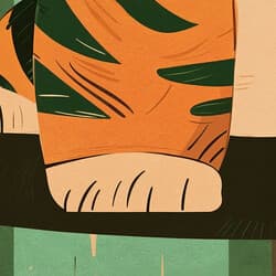 Tiger Digital Download | Wildlife Wall Decor | Animals Decor | Green, Orange, Black and Brown Print | Cute Simple Wall Art | Kids Art | Baby Shower Digital Download | Lunar New Year Wall Decor | Summer Decor | Simple Illustration