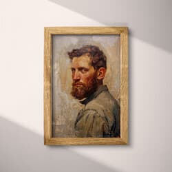 Bearded Man Digital Download | Portraits Wall Decor | Portrait Decor | Gray, Black, Brown and Beige Print | Vintage Wall Art | Office Art | Father's Day Digital Download | Autumn Wall Decor | Oil Painting