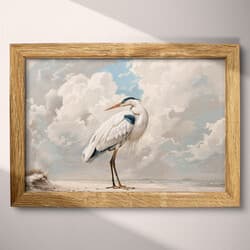 Heron Digital Download | Wildlife Wall Decor | Animals Decor | Gray, White and Brown Print | Vintage Wall Art | Living Room Art | Grief & Mourning Digital Download | Autumn Wall Decor | Pastel Pencil Illustration