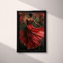 Full frame view of An afrofuturism oil painting, a woman in a flowing dress