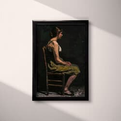 Woman Digital Download | Figurative Wall Decor | Portrait Decor | Black, Brown and Beige Print | Chicano Wall Art | Living Room Art | Grief & Mourning Digital Download | Autumn Wall Decor | Oil Painting