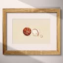 Matted frame view of A cute chibi anime pastel pencil illustration, a basketball and baseball