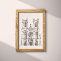 Cathedral Digital Download | Architecture Wall Decor | Architecture Decor | White, Black and Gray Print | Vintage Wall Art | Entryway Art | Housewarming Digital Download | Graphite Sketch