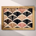 Full frame view of A vintage textile print, symmetric pattern of folding fans