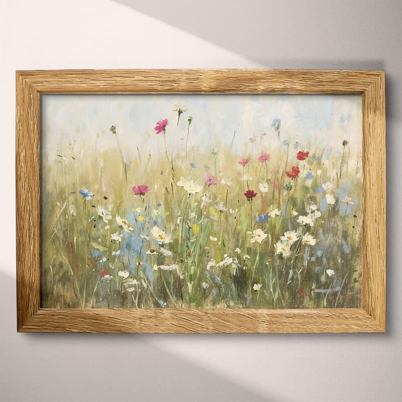 Full frame view of An impressionist oil painting, a wildflower field