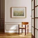 Room view with a matted frame of An impressionist oil painting, a wildflower field