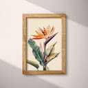 Full frame view of A scandinavian colored pencil illustration, a birds of paradise flower