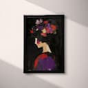 Full frame view of An abstract vintage oil painting, a woman with flowers in her hair