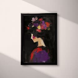 Woman Digital Download | Portrait Wall Decor | Portrait Decor | Black, Brown, Purple and Beige Print | Vintage Wall Art | Living Room Art | Mother's Day Digital Download | Autumn Wall Decor | Oil Painting